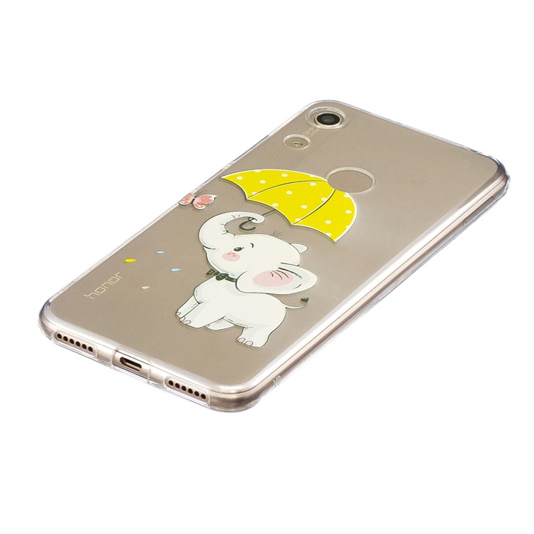 Pattern Printing TPU Back Case for Huawei Honor 8A - Elephant Holding an Umbrella-3