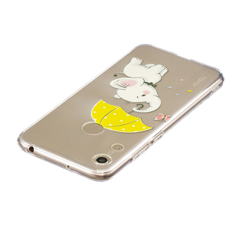 Pattern Printing TPU Back Case for Huawei Honor 8A - Elephant Holding an Umbrella-4