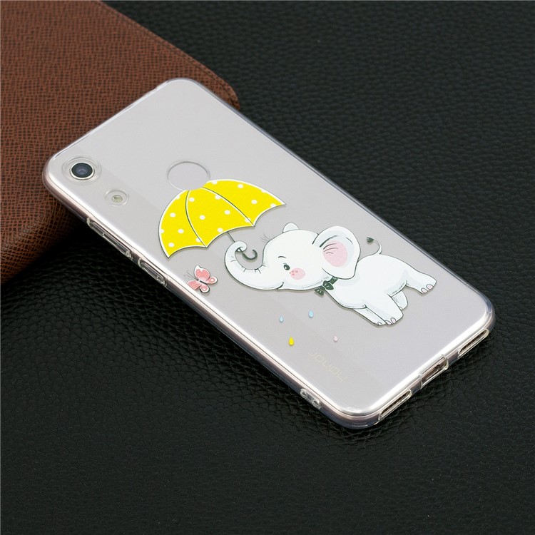 Pattern Printing TPU Back Case for Huawei Honor 8A - Elephant Holding an Umbrella-6