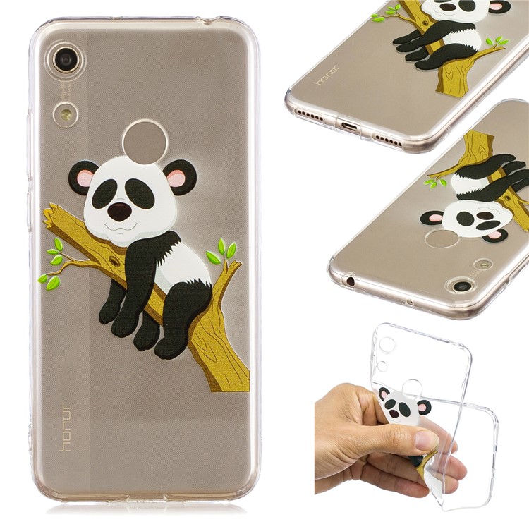 Pattern Printing TPU Back Case for Huawei Honor 8A - Panda Climbing Tree-1