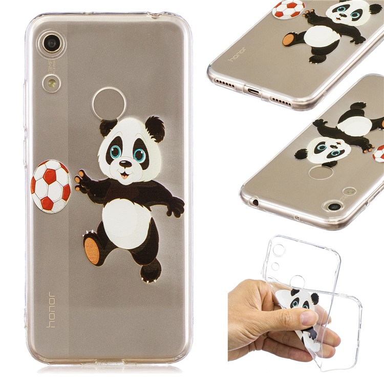 Pattern Printing TPU Back Case for Huawei Honor 8A - Panda Playing Football-1