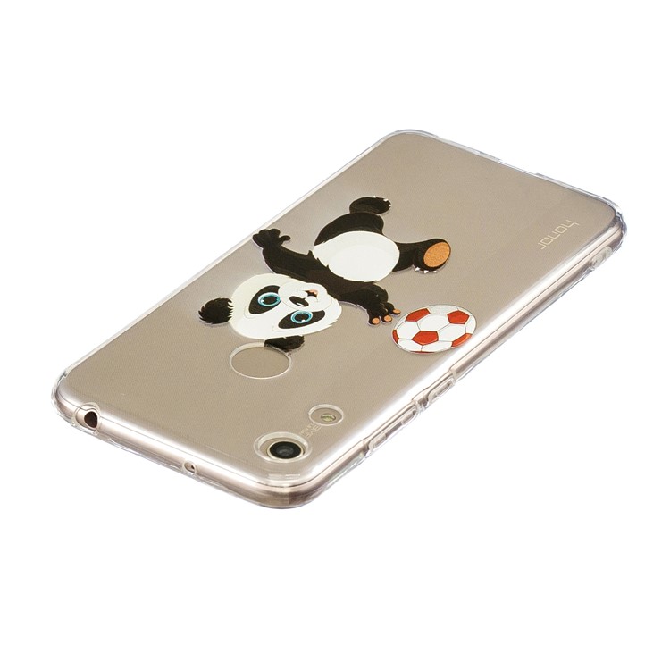 Pattern Printing TPU Back Case for Huawei Honor 8A - Panda Playing Football-4