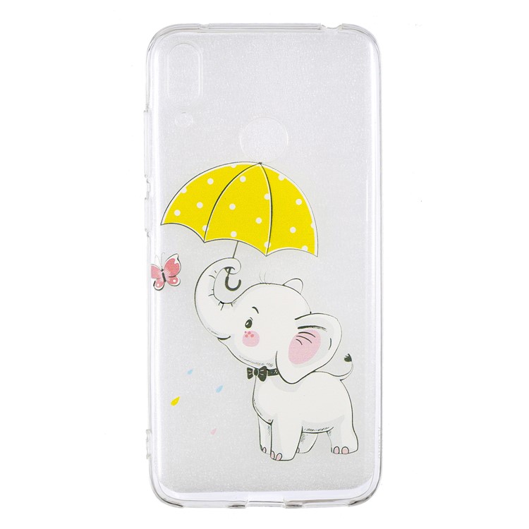 Padrão De Impressão Em TPU Para Huawei Y7 (2019) - Elefante Segurando Um Guarda-chuva-2
