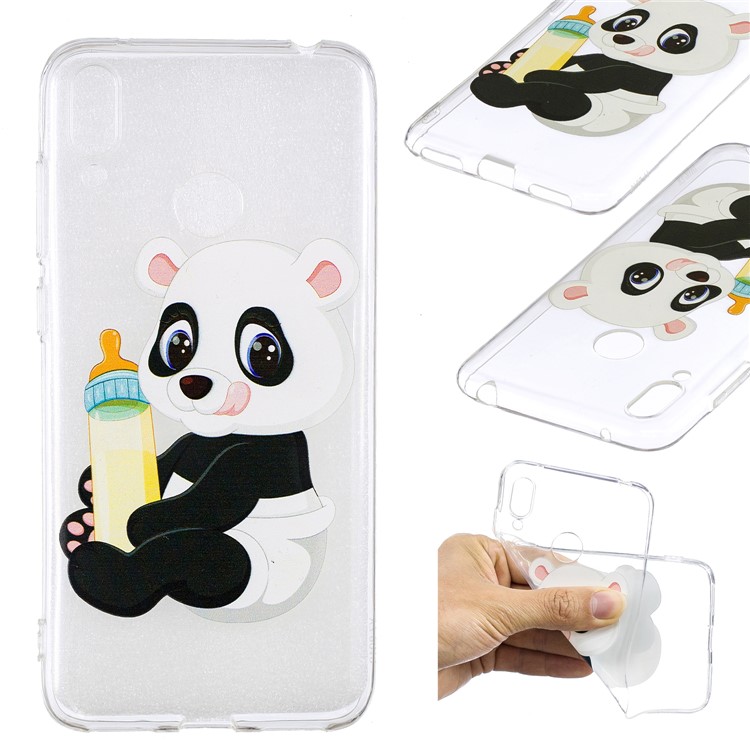 Pattern Printing TPU Case for Huawei Y7 (2019) - Panda Holding a Bottle-1