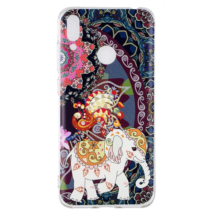Pattern Printing TPU Case for Huawei Y7 (2019) - Flower and Elephant-2