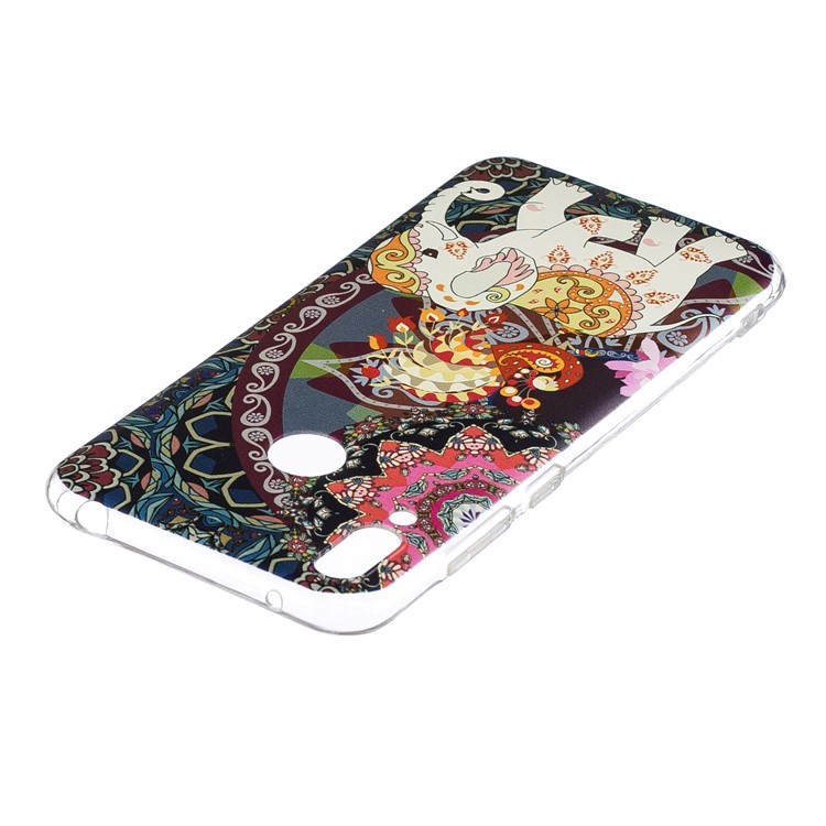 Pattern Printing TPU Case for Huawei Y7 (2019) - Flower and Elephant-4