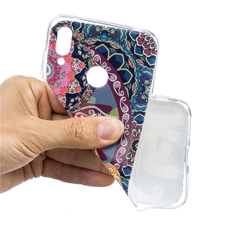 Pattern Printing TPU Case for Huawei Y7 (2019) - Flower and Elephant-5