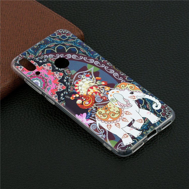 Pattern Printing TPU Case for Huawei Y7 (2019) - Flower and Elephant-6