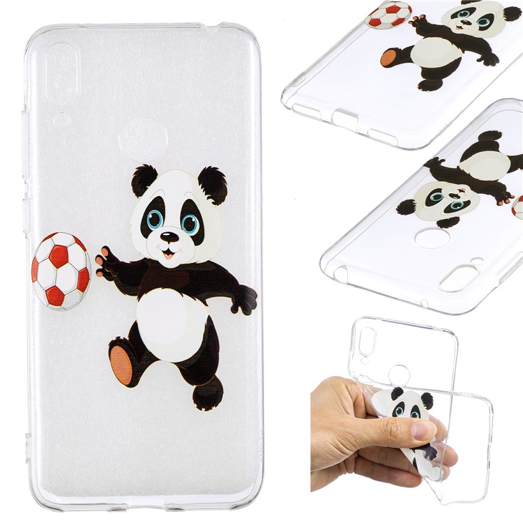 Pattern Printing TPU Case for Huawei Y7 (2019) - Panda Playing Football-1