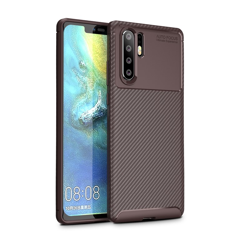 For Huawei P30 Pro Carbon Fiber Texture Shockproof TPU Cell Phone Case - Brown