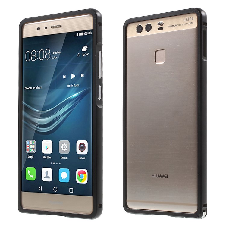 Aluminium Alloy Bumper for Huawei P9 with Hippocampal Buckle - Black-1