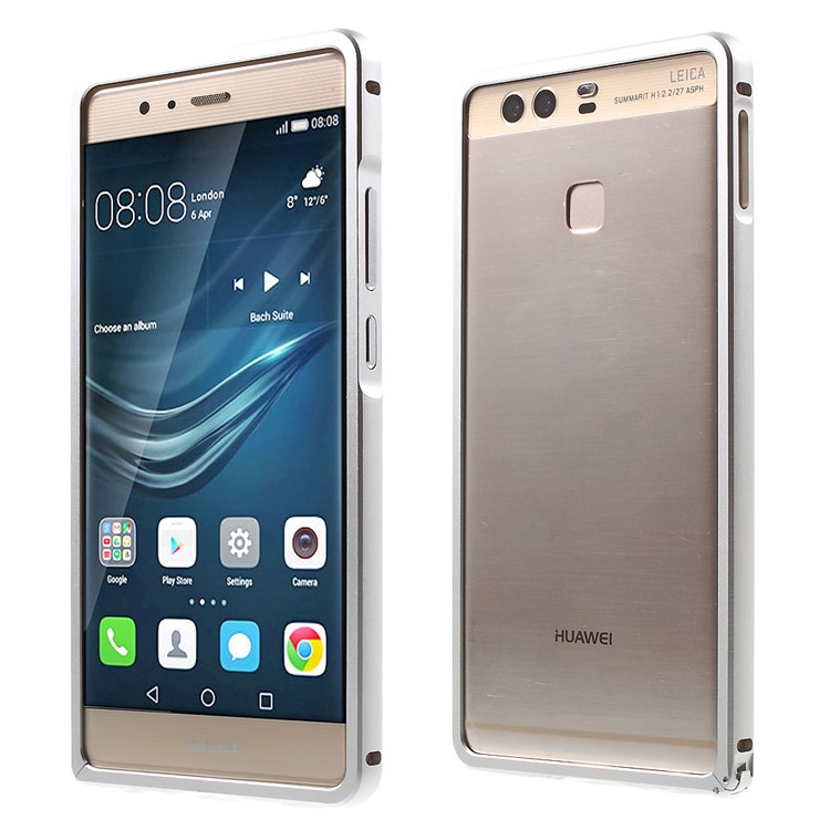 Aluminium Alloy Bumper for Huawei P9 with Hippocampal Buckle - Silver-1