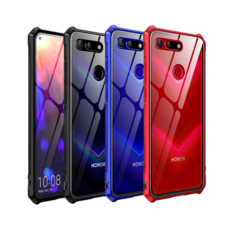 Glass Phone Case with Metal Frame for Huawei Honor View 20 / V20 - Red-6