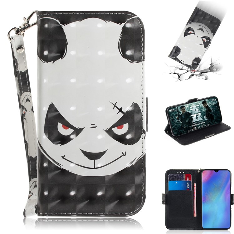 Pattern Printing Light Spot Decor Leather Wallet Case for Huawei P30 Pro - Panda Pattern-1