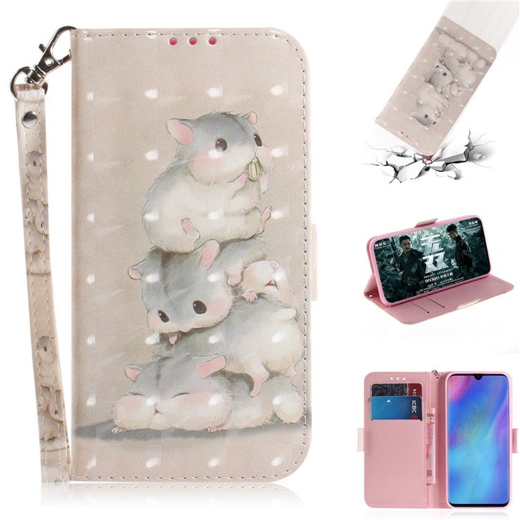 Pattern Printing Light Spot Decor Leather Wallet Case for Huawei P30 Pro - Mouse Pattern-1