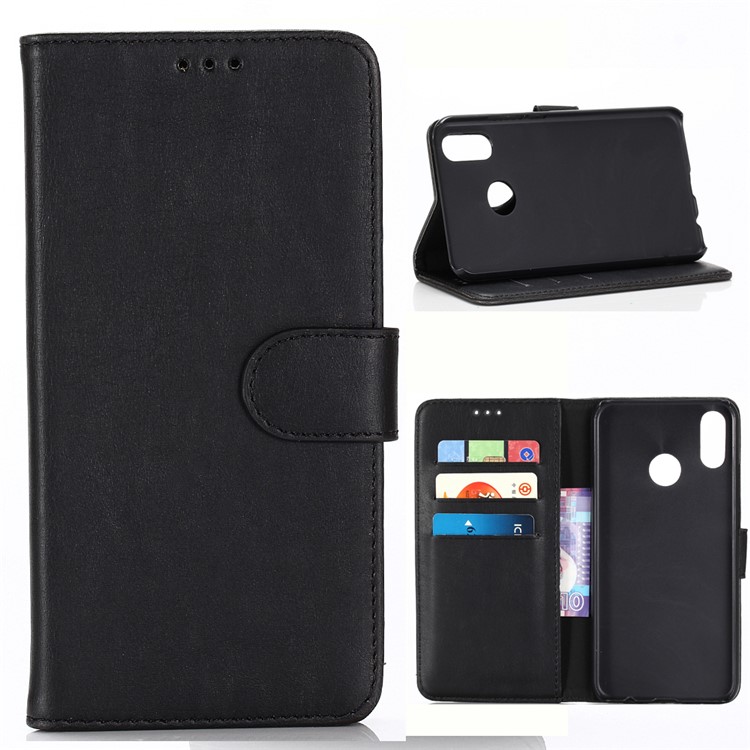 Crazy Horse Vintage Leather Wallet Stand Cover for Huawei Nova Lite 3 - Black-1