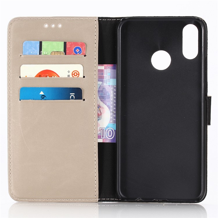 Crazy Horse Vintage Leather Wallet Stand Cover for Huawei Nova Lite 3 - Grey-3
