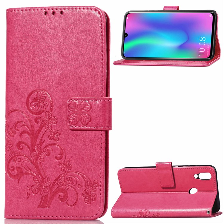 HAT PRINCE Imprinted Clover Leather Wallet Stand Case for Huawei P Smart (2019) - Rose-1
