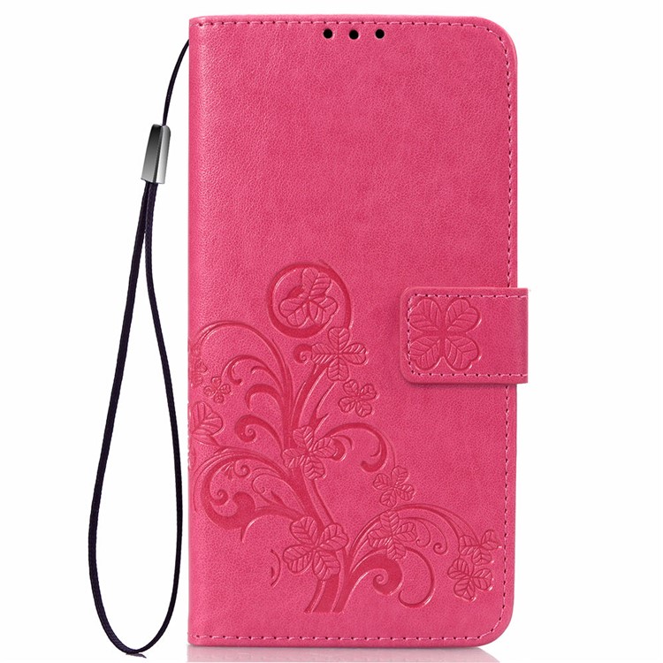 HAT PRINCE Imprinted Clover Leather Wallet Stand Case for Huawei P Smart (2019) - Rose-2