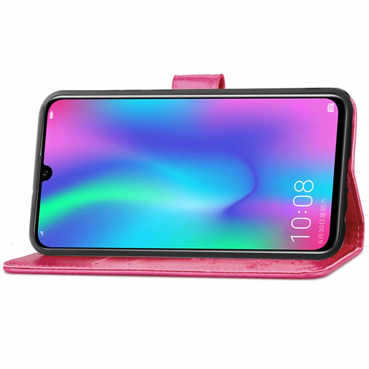 HAT PRINCE Imprinted Clover Leather Wallet Stand Case for Huawei P Smart (2019) - Rose-5