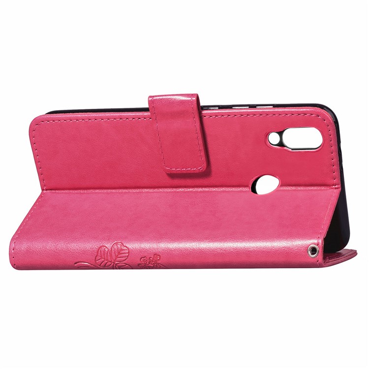 HAT PRINCE Imprinted Clover Leather Wallet Stand Case for Huawei P Smart (2019) - Rose-6
