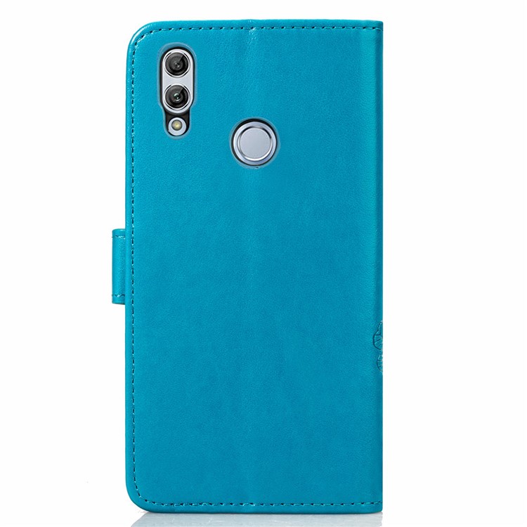 HAT PRINCE Imprinted Clover Leather Wallet Stand Case for Huawei P Smart (2019) - Blue-3