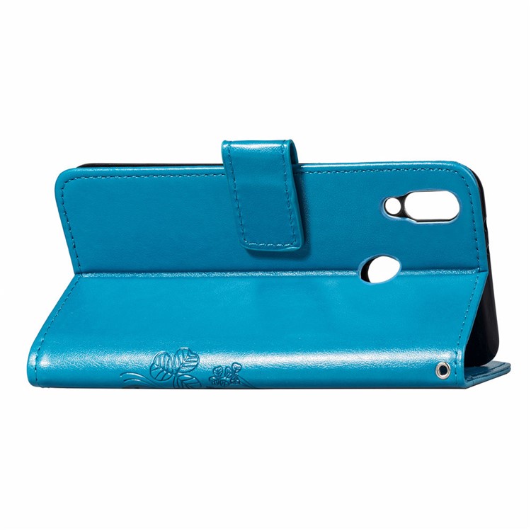 HAT PRINCE Imprinted Clover Leather Wallet Stand Case for Huawei P Smart (2019) - Blue-6