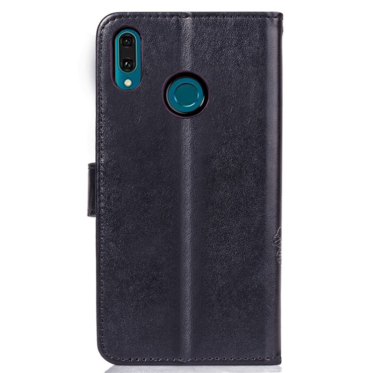 HAT PRINCE Imprinted Clover Leather Wallet Stand Case for Huawei Y9 (2019) / Enjoy 9 Plus - Black-3