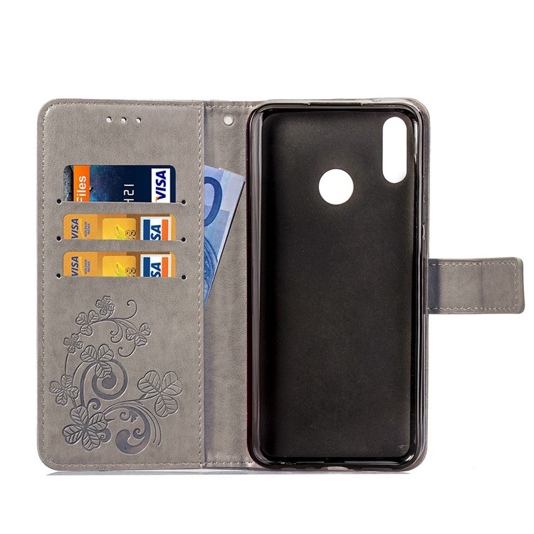 HAT PRINCE Bedruckter Clover-Leder-Etui Für Huawei Y9 (2019) / 9 Plus Genießen - Grau-4