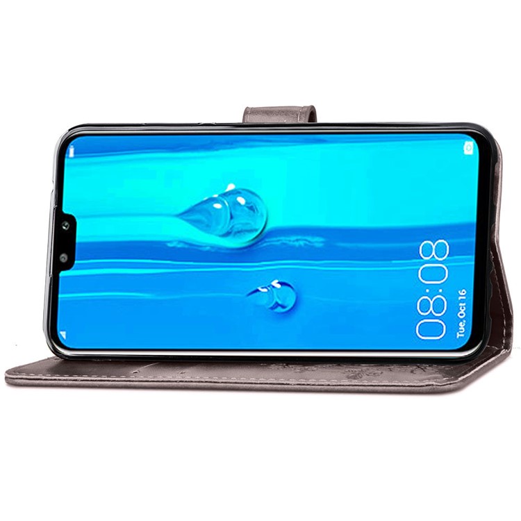 HAT PRINCE Bedruckter Clover-Leder-Etui Für Huawei Y9 (2019) / 9 Plus Genießen - Grau-5