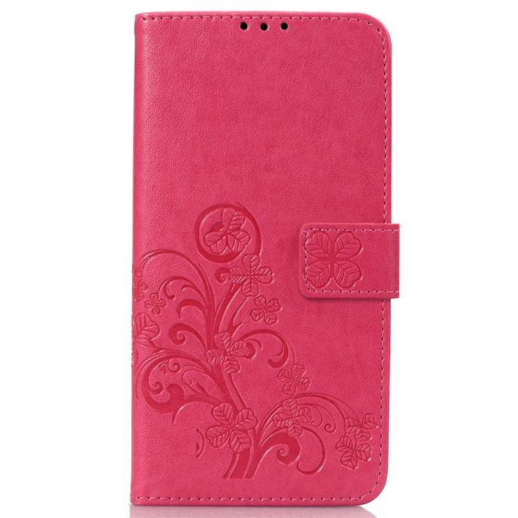 HAT PRINCE Imprinted Clover Leather Wallet Stand Case for Huawei Y9 (2019) / Enjoy 9 Plus - Rose-2