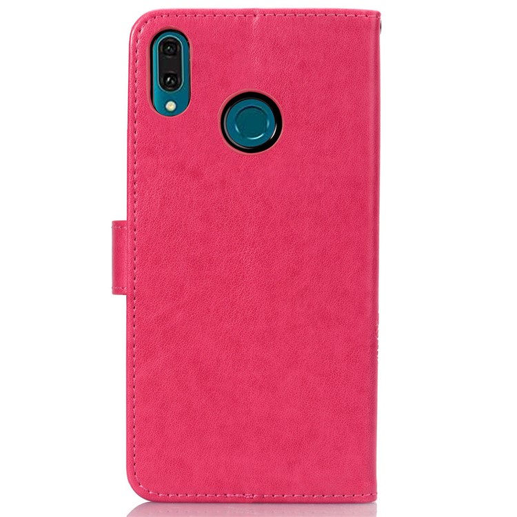 HAT PRINCE Imprinted Clover Leather Wallet Stand Case for Huawei Y9 (2019) / Enjoy 9 Plus - Rose-3
