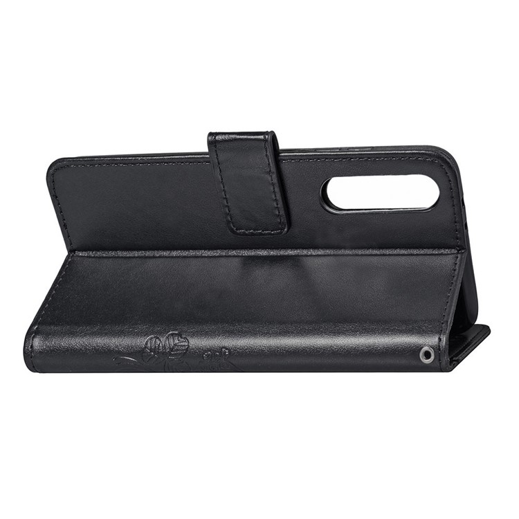 HAT PRINCE Imprinted Clover Leather Wallet Case with Stand for Huawei P30 - Black-6