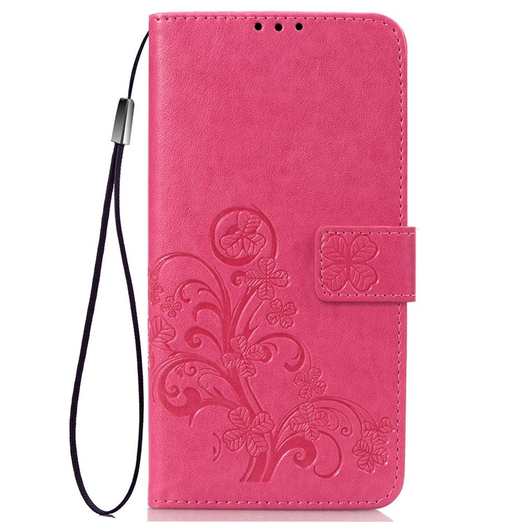 HAT PRINCE Imprinted Clover Leather Wallet Case with Stand for Huawei P30 - Rose-2