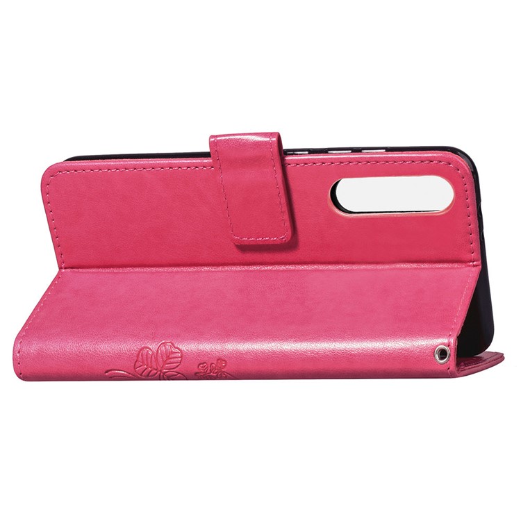 HAT PRINCE Imprinted Clover Leather Wallet Case with Stand for Huawei P30 - Rose-6