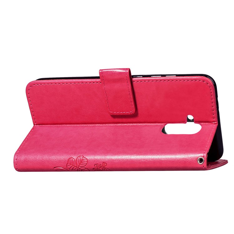 HAT PRINCE Imprinted Clover Leather Wallet Stand Case for Huawei Mate 20 Lite - Rose-5