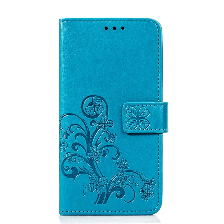 HAT PRINCE Imprinted Clover Leather Wallet Stand Case for Huawei Mate 20 Lite - Blue-2