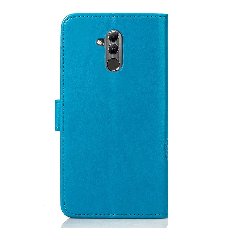 HAT PRINCE Imprinted Clover Leather Wallet Stand Case for Huawei Mate 20 Lite - Blue-3