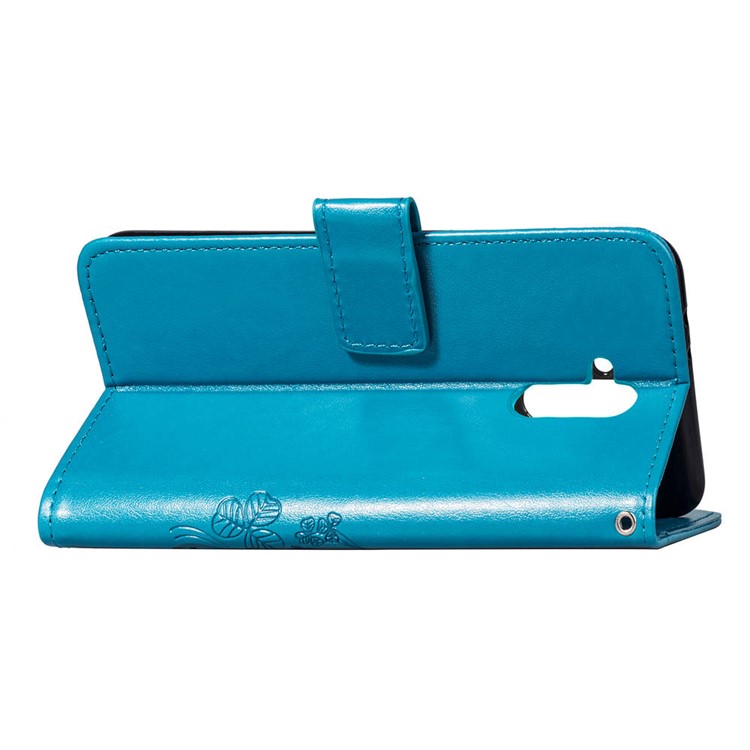 HAT PRINCE Imprinted Clover Leather Wallet Stand Case for Huawei Mate 20 Lite - Blue-5