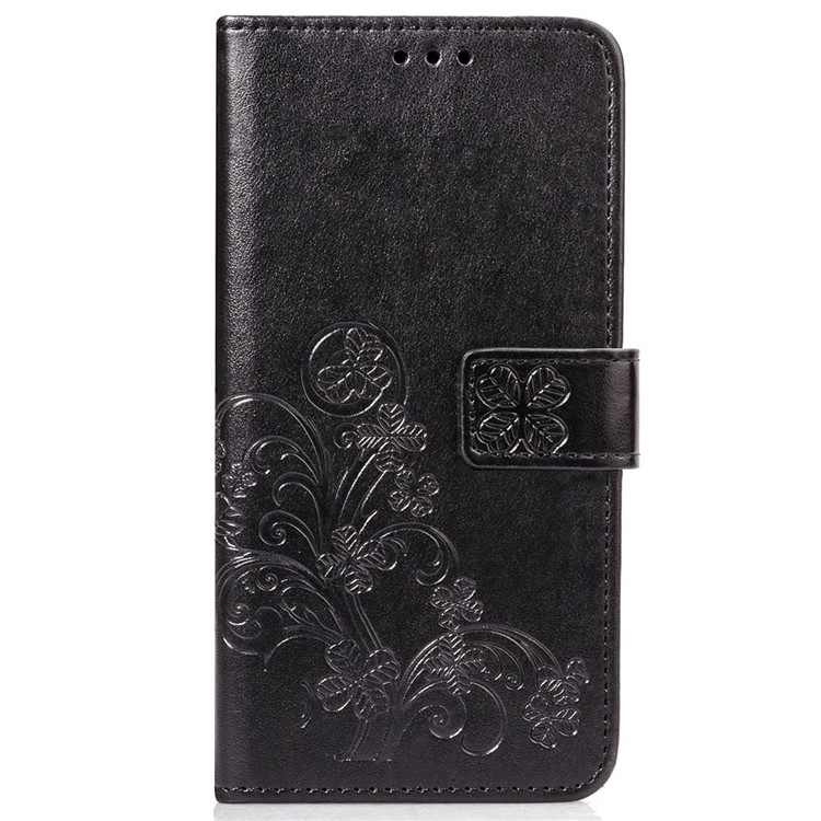 HAT PRINCE Imprinted Clover Leather Wallet Stand Case for Huawei Mate 20 Pro - Black-2