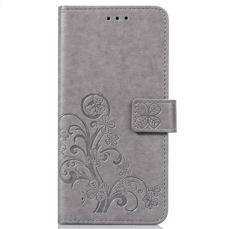 HAT PRINCE Imprinted Clover Leather Wallet Stand Case for Huawei Mate 20 Pro - Grey-2