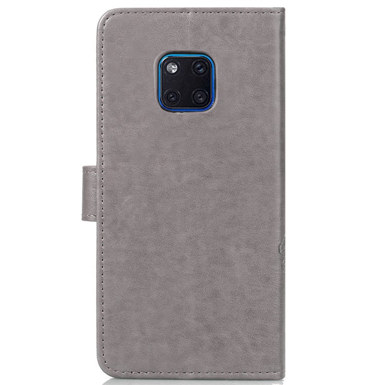 HAT PRINCE Imprinted Clover Leather Wallet Stand Case for Huawei Mate 20 Pro - Grey-3