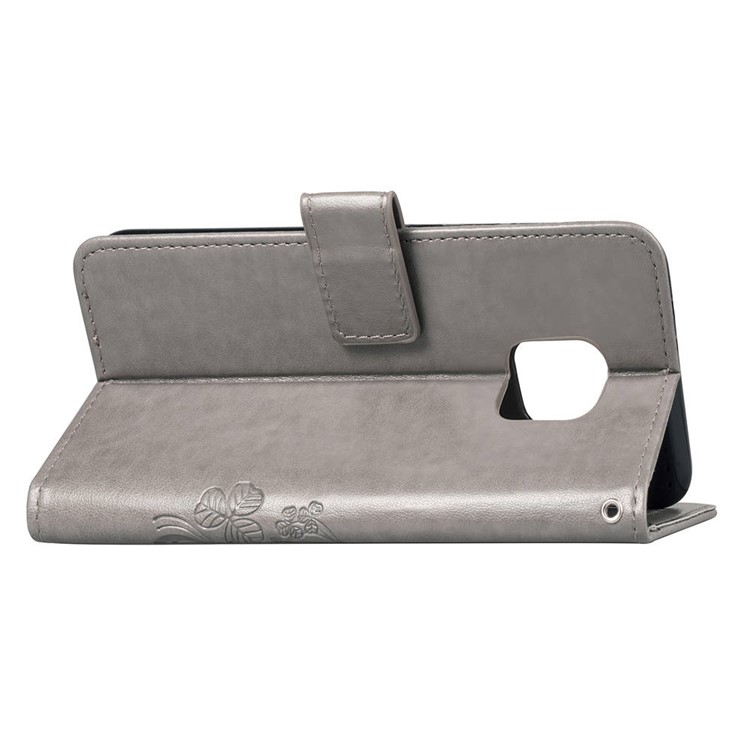 HAT PRINCE Imprinted Clover Leather Wallet Stand Case for Huawei Mate 20 Pro - Grey-6
