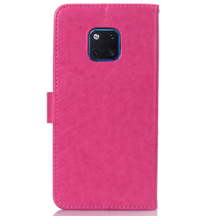 HAT PRINCE Imprinted Clover Leather Wallet Stand Case for Huawei Mate 20 Pro - Rose-3