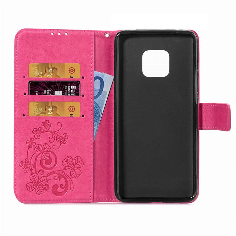 HAT PRINCE Imprinted Clover Leather Wallet Stand Case for Huawei Mate 20 Pro - Rose-4