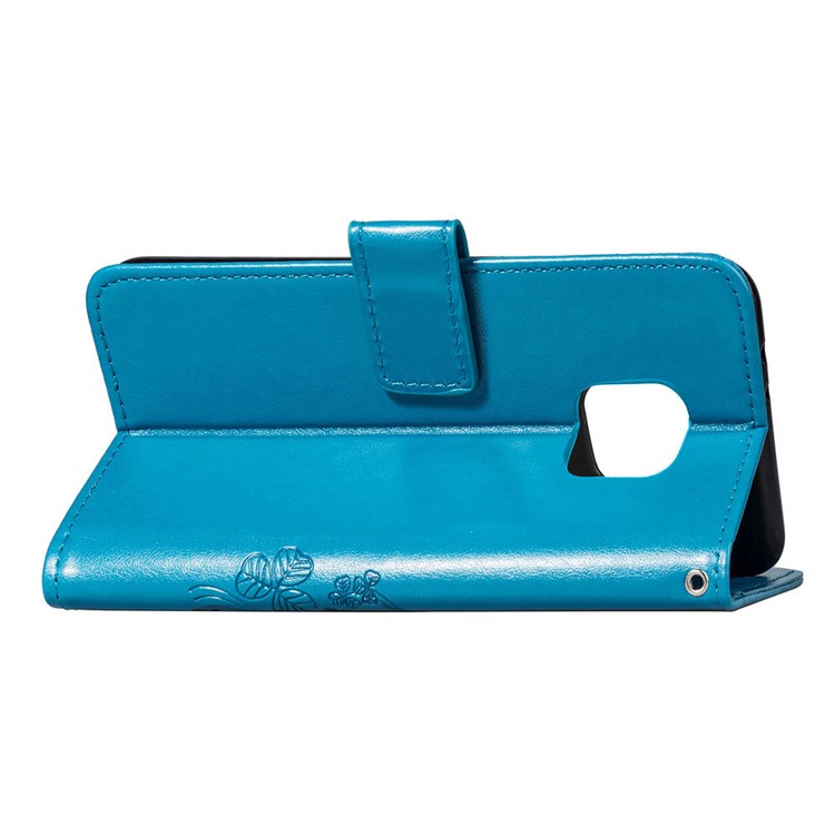 HAT PRINCE Imprinted Clover Leather Wallet Stand Case for Huawei Mate 20 Pro - Blue-6