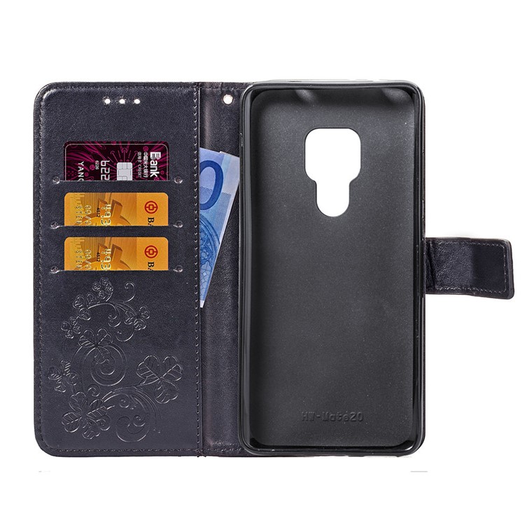 HAT PRINCE Imprinted Clover Leather Wallet Case for Huawei Mate 20 - Black-4