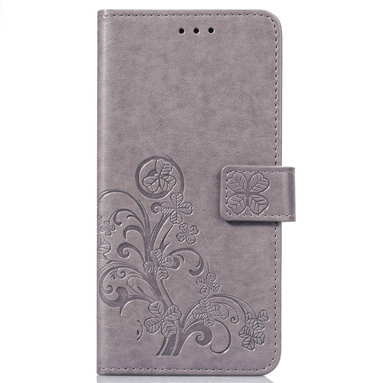 HAT PRINCE Imprinted Clover Leather Wallet Case for Huawei Mate 20 - Grey-2