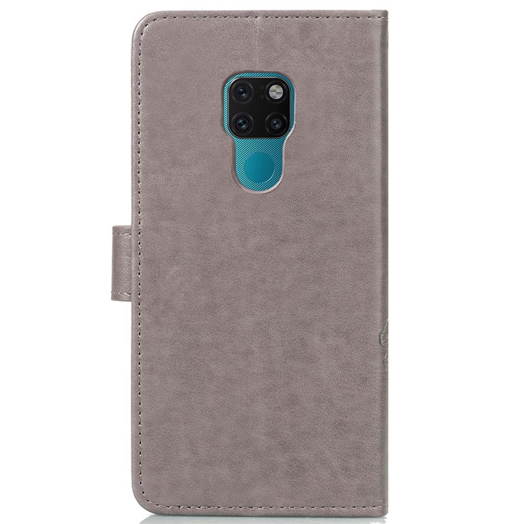 HAT PRINCE Imprinted Clover Leather Wallet Case for Huawei Mate 20 - Grey-3