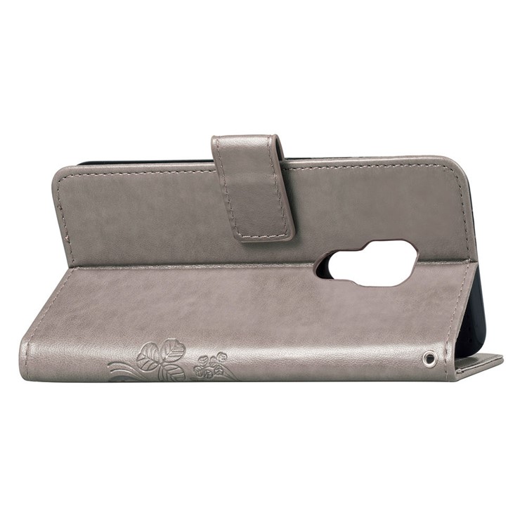 HAT PRINCE Imprinted Clover Leather Wallet Case for Huawei Mate 20 - Grey-6